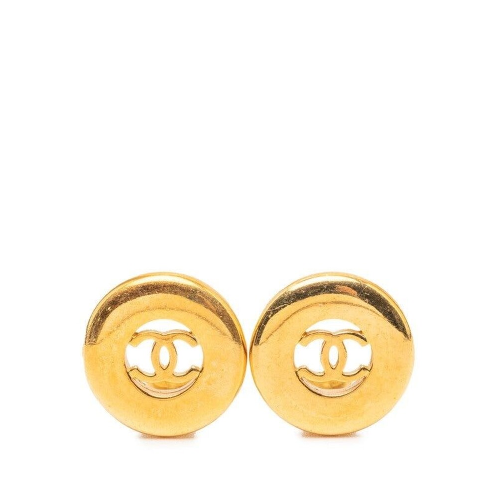 Chanel CC Logo Plated Earrings Gold